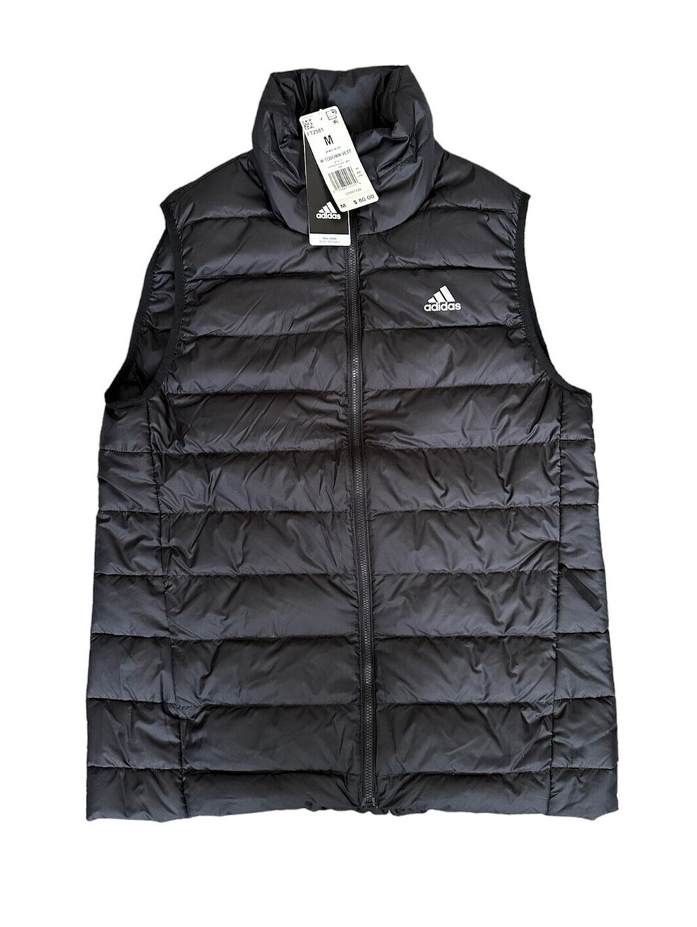 Adidas Todown Black Womens Vest Classic Down Winter Vest Zip Pockets Size Medium